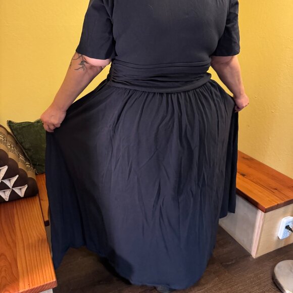 eShakti Ruched waist cotton knit maxi, 4X - Picture 2 of 10